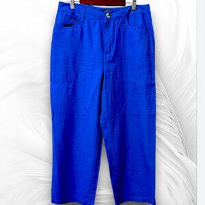 Jones New York Signature Women’s Blue Linen Blend Cropped Pants Size: 4 (EU 34)